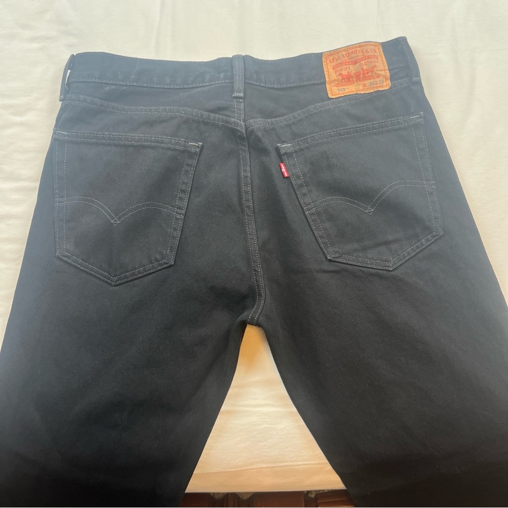 Levi’s 505 Men’s Straight Leg Black Jeans 36x32 Classic Denim - Picture 4 of 12